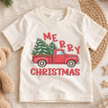 Merry Christmas Red Truck Kids Shirt, Christmas Tree Pickup Tee, Vintage Holiday Outfit for Boys Girls, Festive Christmas Gift for Kids — product view 1
