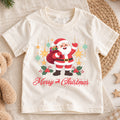 Merry Christmas Santa Kids Shirt, Classic Santa Holiday Tee, Christmas Stars Outfit for Boys Girls, Cute Festive Christmas Gift for Kids — product view 1
