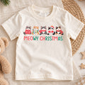 Meowy Christmas Kids Shirt, Cute Christmas Cat Tee, Holiday Kitty Outfit for Boys Girls, Funny Cat Lover Christmas Gift for Little Kids — product view 1