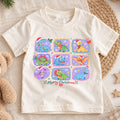Merry Christmas Dinosaur Kids Shirt, Cute Dino Holiday Collage Tee, Santa Hat Dinosaur Outfit for Boys Girls, Christmas Gift for Kids — product view 1