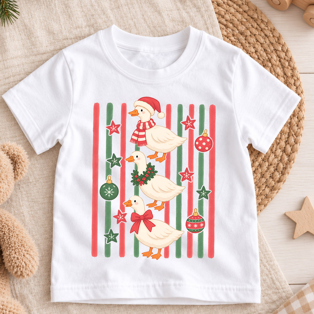 Cute Christmas Ducks Shirt, Festive Duck Xmas Tee, Funny Holiday Duck Lover Shirt, Winter Stripe Christmas Shirt, Cute Animal Xmas Tee (138 ký tự) — product view 3
