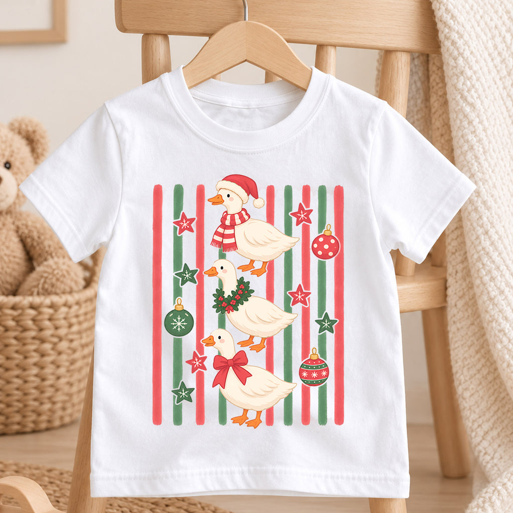Cute Christmas Ducks Shirt, Festive Duck Xmas Tee, Funny Holiday Duck Lover Shirt, Winter Stripe Christmas Shirt, Cute Animal Xmas Tee (138 ký tự) — product view 4