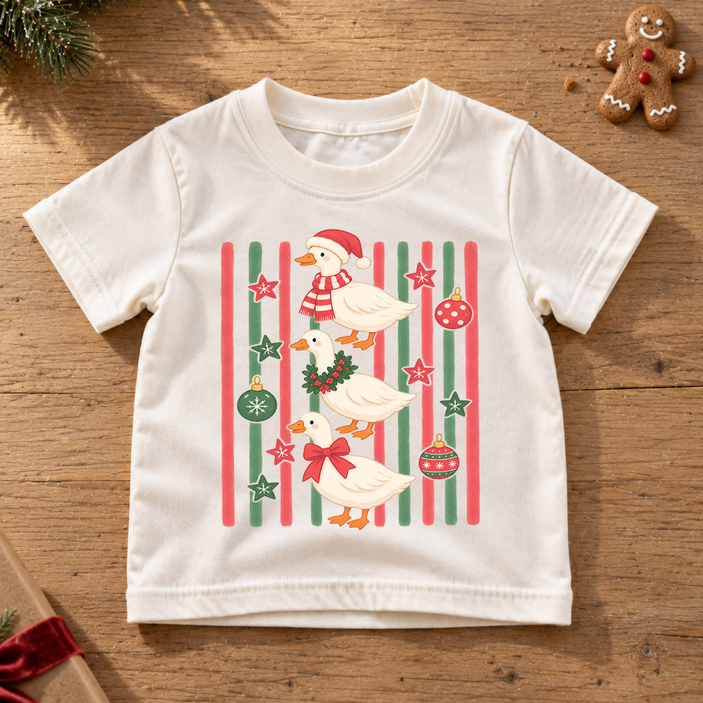 Cute Christmas Ducks Shirt, Festive Duck Xmas Tee, Funny Holiday Duck Lover Shirt, Winter Stripe Christmas Shirt, Cute Animal Xmas Tee (138 ký tự) — product view 6