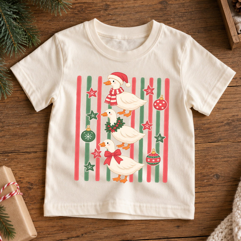 Cute Christmas Ducks Shirt, Festive Duck Xmas Tee, Funny Holiday Duck Lover Shirt, Winter Stripe Christmas Shirt, Cute Animal Xmas Tee (138 ký tự) — product view 7
