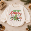 Tis the Season Baby Romper, Baby First Christmas Outfit, Cute Christmas Tree Snowman Gift, Toddler Xmas Outfit, Holiday Baby Gift — product view 1
