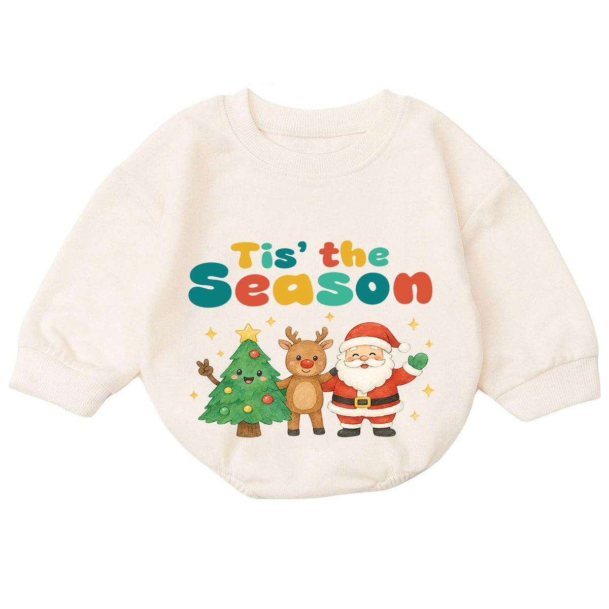 Tis the Season Baby Romper, Santa Reindeer Christmas Outfit, Cute Holiday Romper, Toddler Xmas Gift, Baby 1st Christmas — product view 7