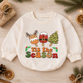 Tis the Season Baby Romper, Christmas Popsicle Outfit, Cute Reindeer Santa Tree Romper, Toddler Xmas Gift, 1st Christmas — product view 1