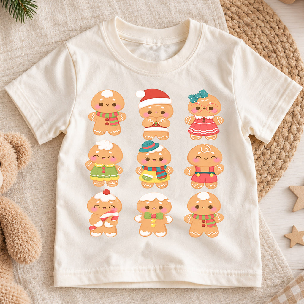 Gingerbread Kids Christmas Shirt, Cute Gingerbread Family Holiday Tee, Christmas Cookie T Shirt, Festive Xmas Gift for Kids — product view 1