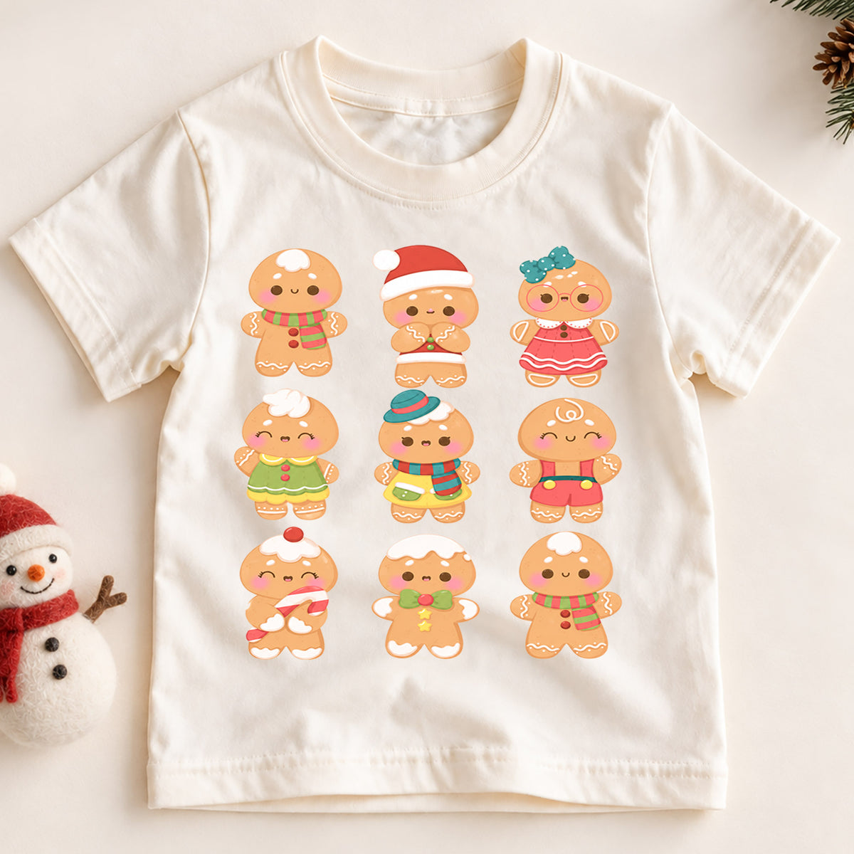 Gingerbread Kids Christmas Shirt, Cute Gingerbread Family Holiday Tee, Christmas Cookie T Shirt, Festive Xmas Gift for Kids — product view 2