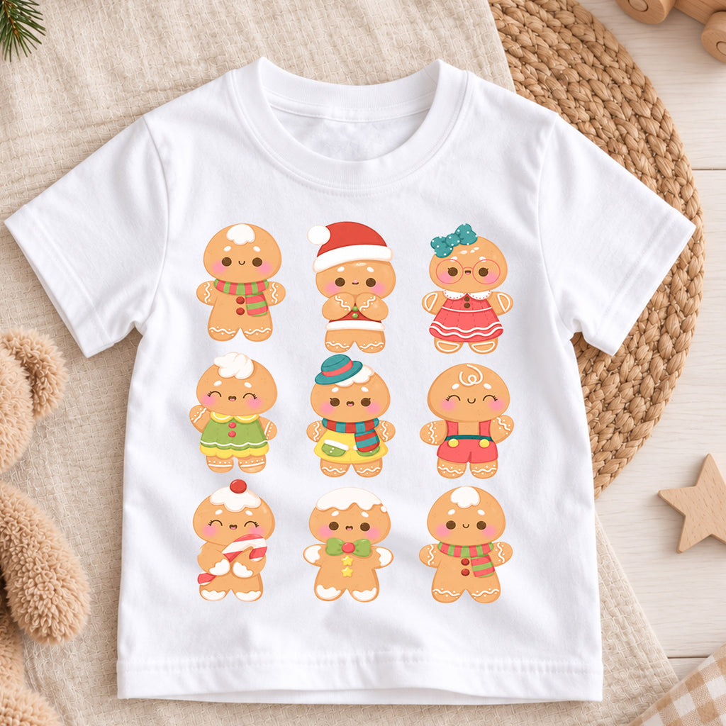 Gingerbread Kids Christmas Shirt, Cute Gingerbread Family Holiday Tee, Christmas Cookie T Shirt, Festive Xmas Gift for Kids — product view 3