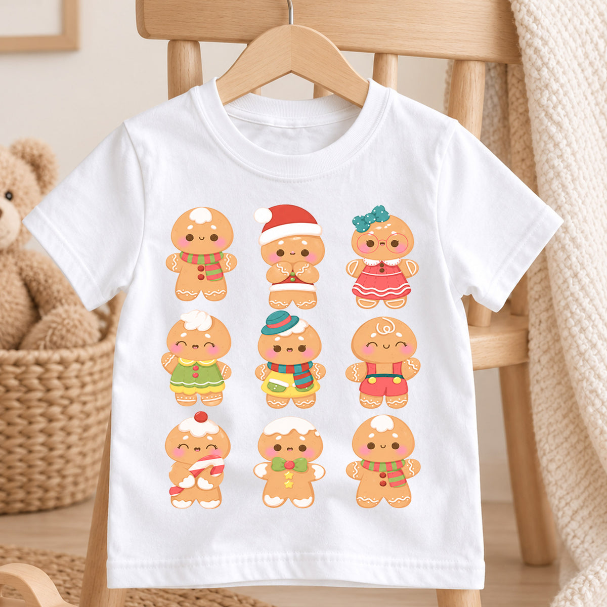Gingerbread Kids Christmas Shirt, Cute Gingerbread Family Holiday Tee, Christmas Cookie T Shirt, Festive Xmas Gift for Kids — product view 4