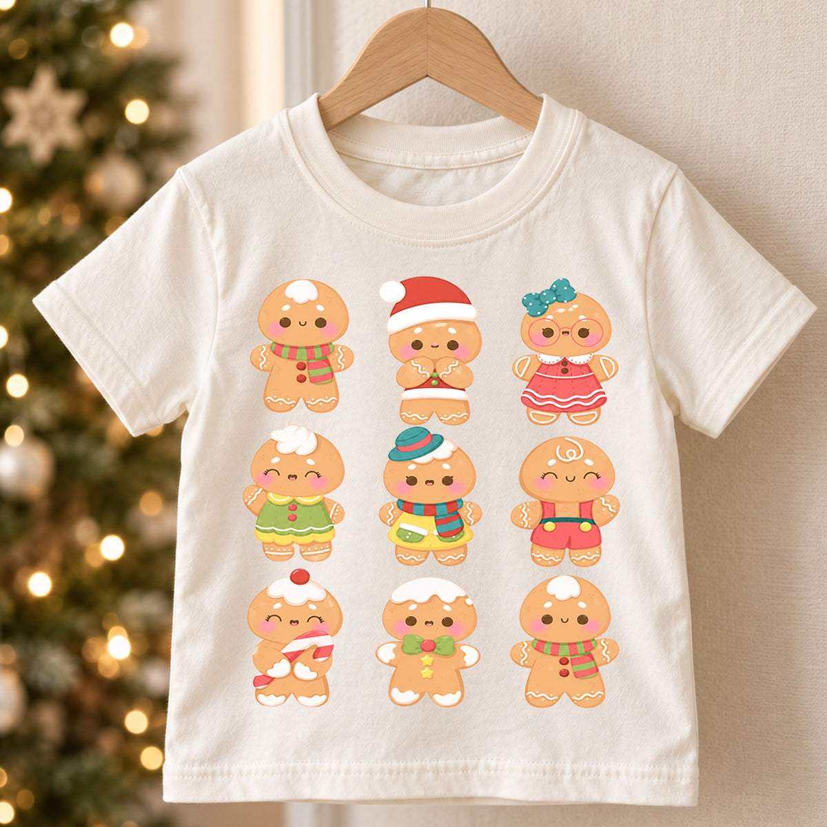 Gingerbread Kids Christmas Shirt, Cute Gingerbread Family Holiday Tee, Christmas Cookie T Shirt, Festive Xmas Gift for Kids — product view 5