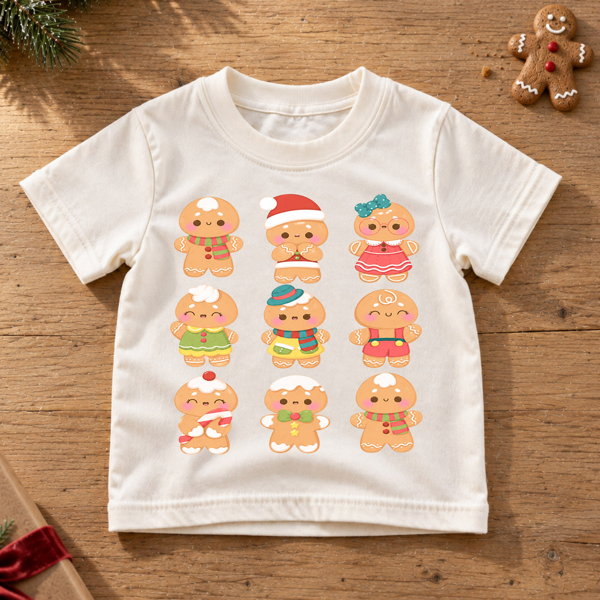 Gingerbread Kids Christmas Shirt, Cute Gingerbread Family Holiday Tee, Christmas Cookie T Shirt, Festive Xmas Gift for Kids — product view 6