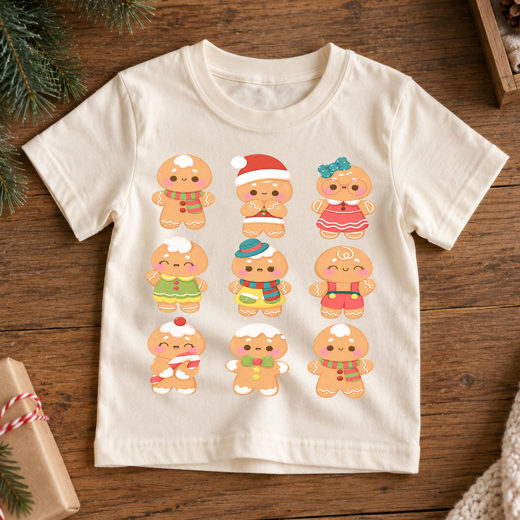 Gingerbread Kids Christmas Shirt, Cute Gingerbread Family Holiday Tee, Christmas Cookie T Shirt, Festive Xmas Gift for Kids — product view 7