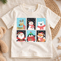 Christmas Animals Kids Shirt, Reindeer Snowman Polar Bear Santa Penguin Fox Tee, Cute Winter Holiday T Shirt for Kids — product view 1