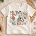 Tis the Season Kids Christmas Shirt, Santa Holiday Traditions Tee, Retro Christmas Collage Shirt for Kids, Cute Festive Holiday Outfit — product view 1