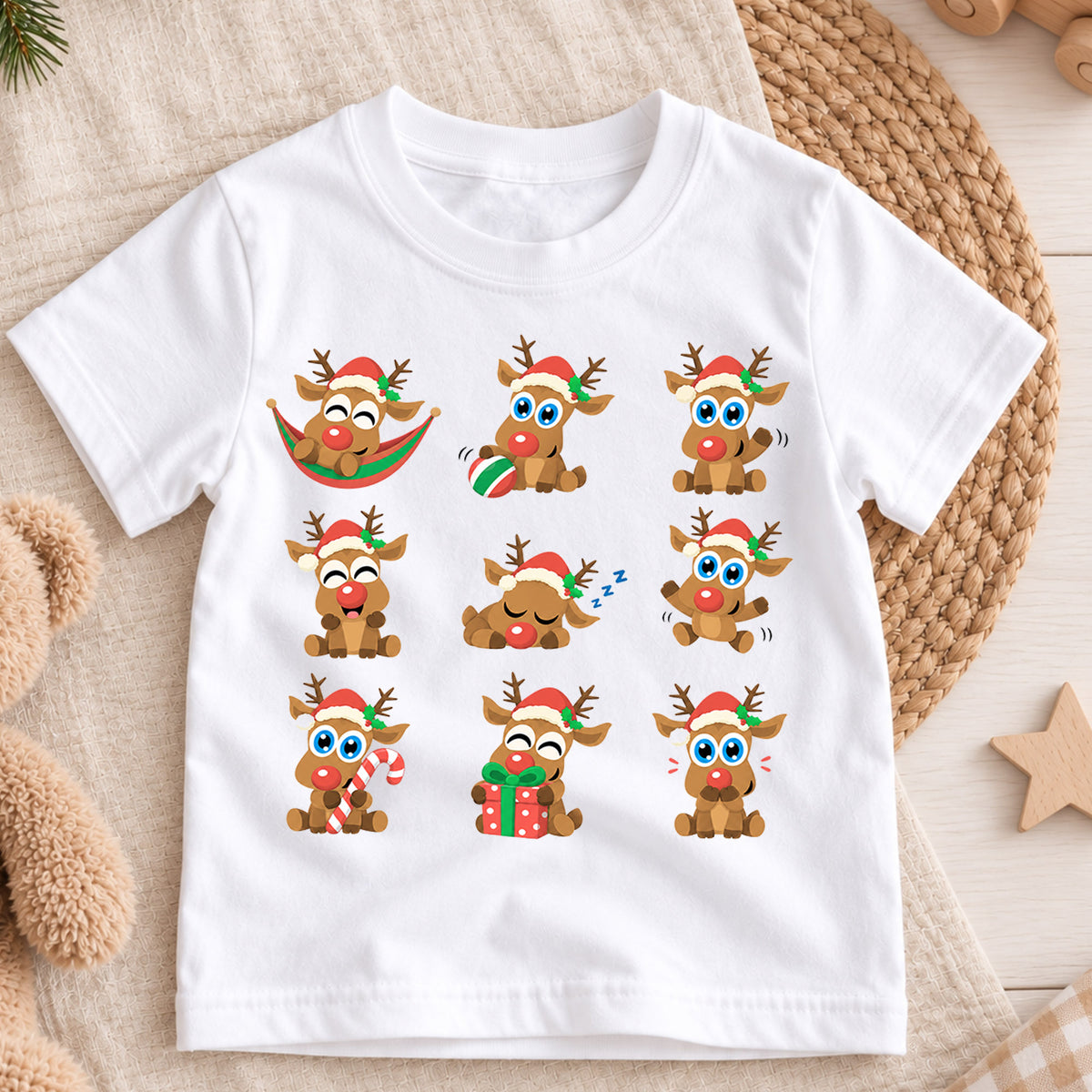 Christmas Icons Kids Shirt, Snowman Gingerbread Tree Tee, Cute Holiday Collage Christmas Shirt for Kids, Festive Xmas Outfit and Gift — product view 3