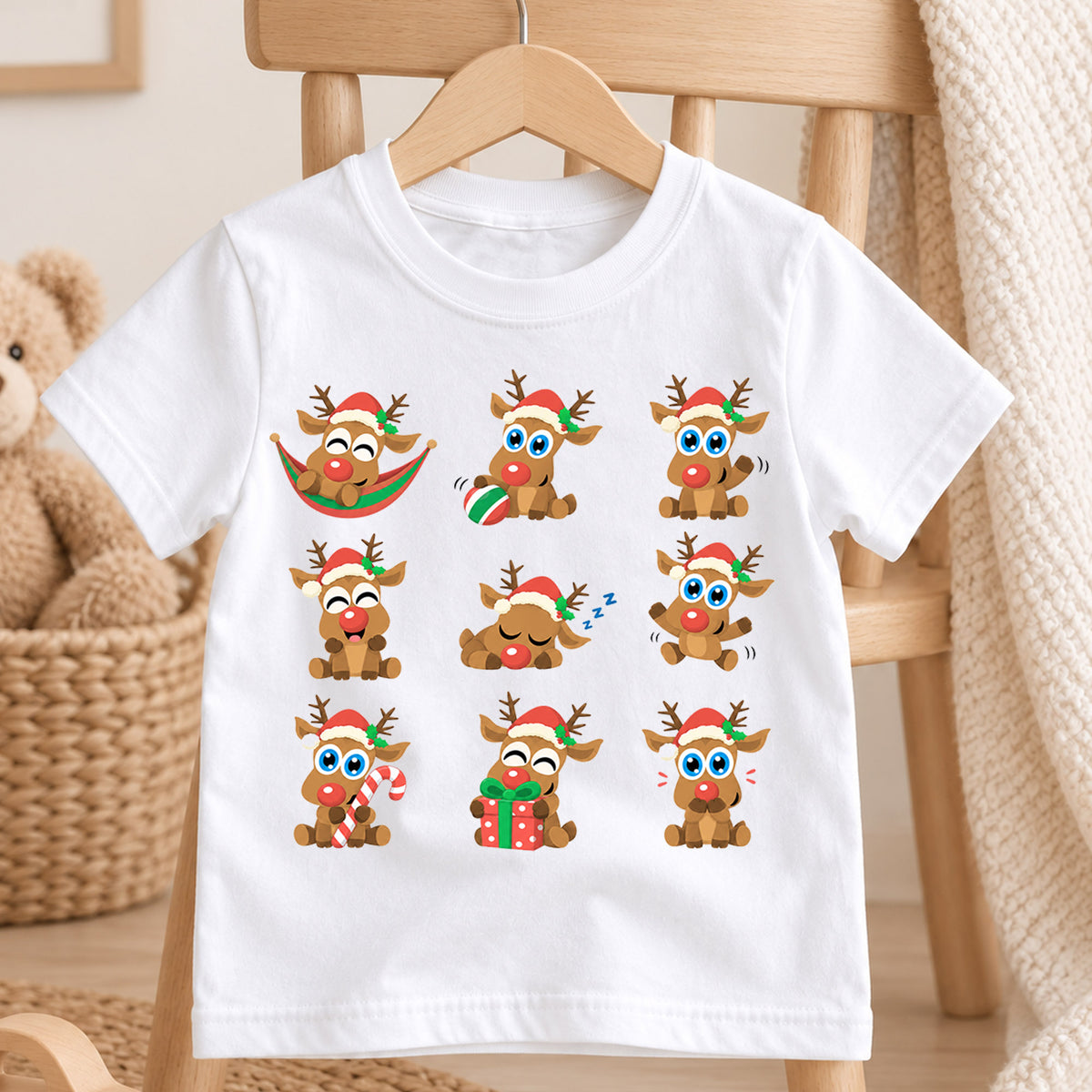 Christmas Icons Kids Shirt, Snowman Gingerbread Tree Tee, Cute Holiday Collage Christmas Shirt for Kids, Festive Xmas Outfit and Gift — product view 4