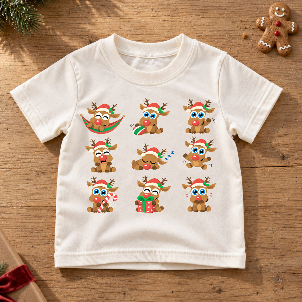 Christmas Icons Kids Shirt, Snowman Gingerbread Tree Tee, Cute Holiday Collage Christmas Shirt for Kids, Festive Xmas Outfit and Gift — product view 6