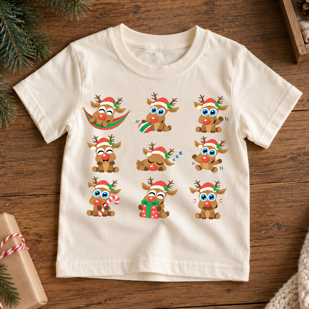 Christmas Icons Kids Shirt, Snowman Gingerbread Tree Tee, Cute Holiday Collage Christmas Shirt for Kids, Festive Xmas Outfit and Gift — product view 7