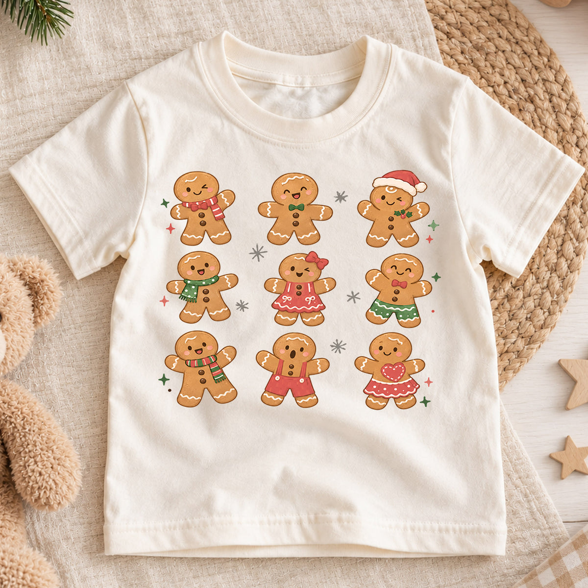 Gingerbread Christmas Kids Shirt, Cute Gingerbread Family Tee, Christmas Cookie Holiday Shirt for Kids, Sweet Festive Christmas Outfit and Gift — product view 1