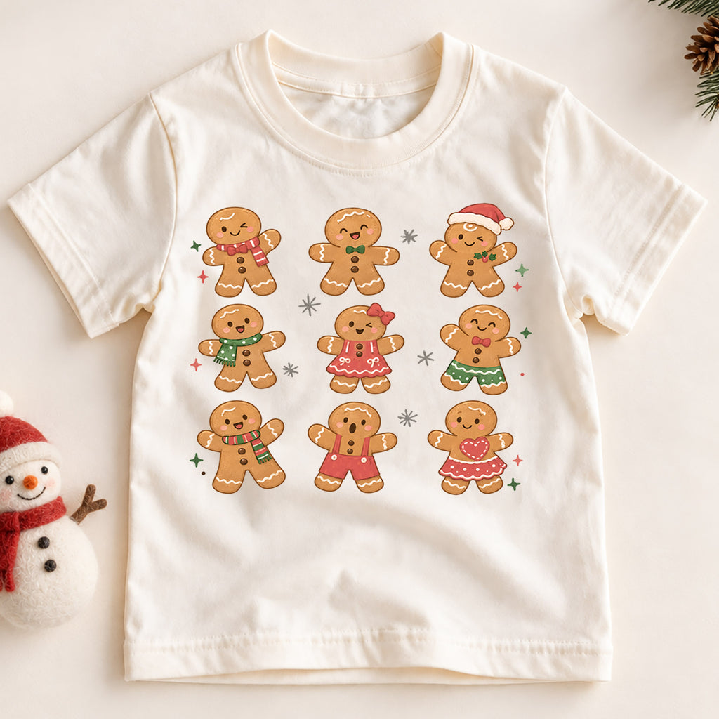 Gingerbread Christmas Kids Shirt, Cute Gingerbread Family Tee, Christmas Cookie Holiday Shirt for Kids, Sweet Festive Christmas Outfit and Gift — product view 2