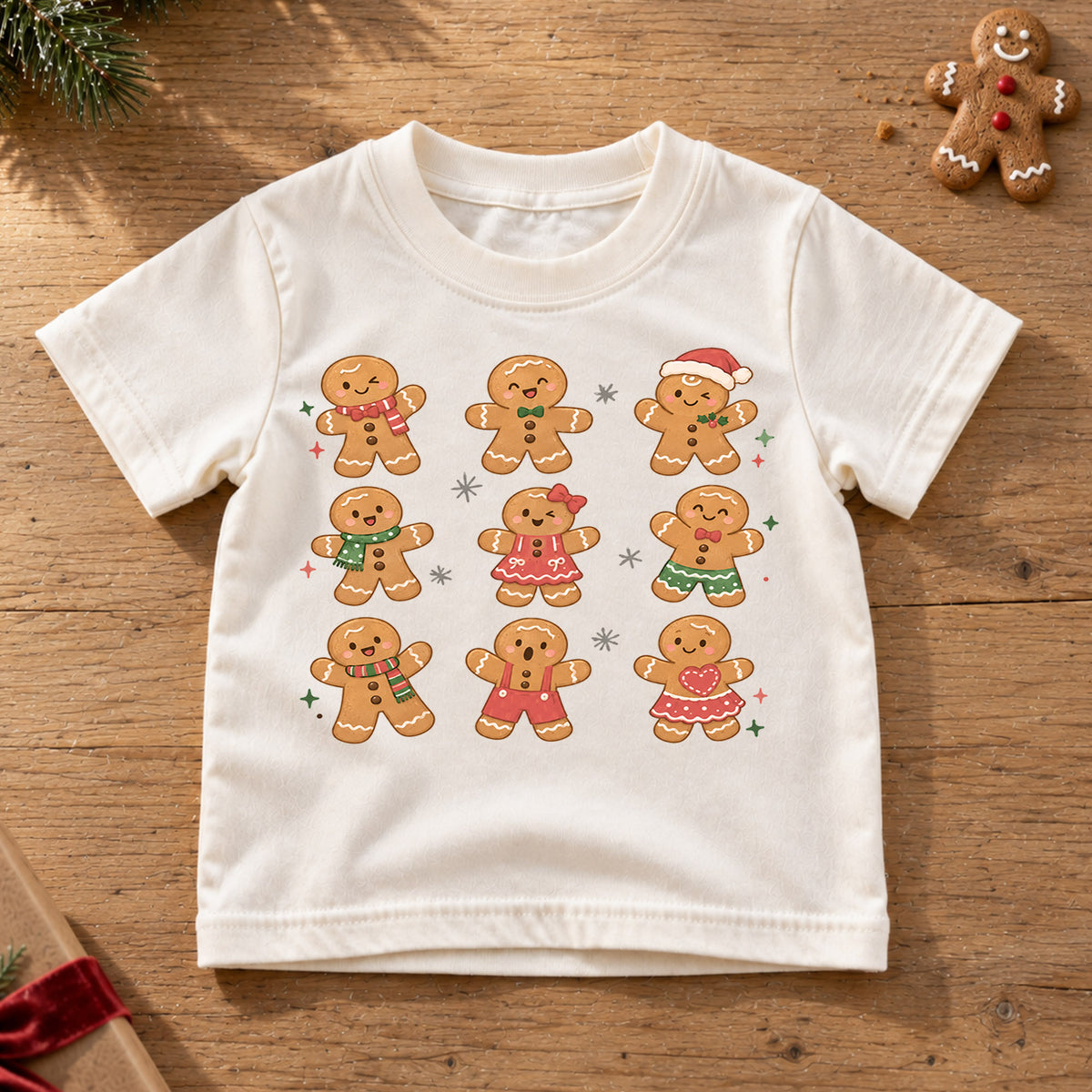Gingerbread Christmas Kids Shirt, Cute Gingerbread Family Tee, Christmas Cookie Holiday Shirt for Kids, Sweet Festive Christmas Outfit and Gift — product view 6