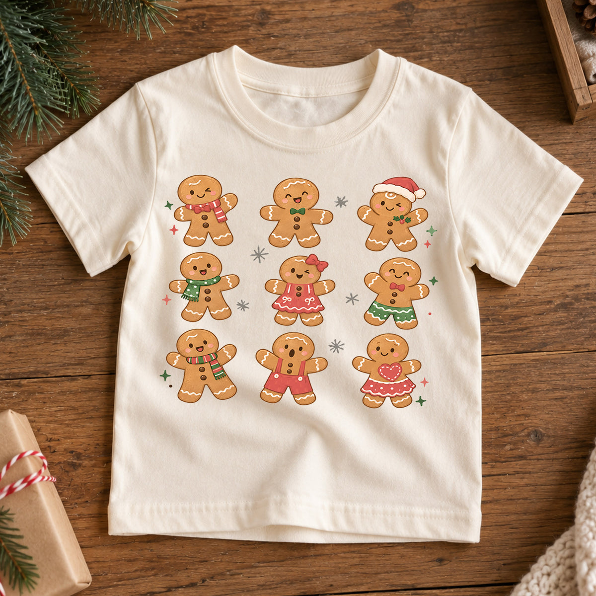 Gingerbread Christmas Kids Shirt, Cute Gingerbread Family Tee, Christmas Cookie Holiday Shirt for Kids, Sweet Festive Christmas Outfit and Gift — product view 7