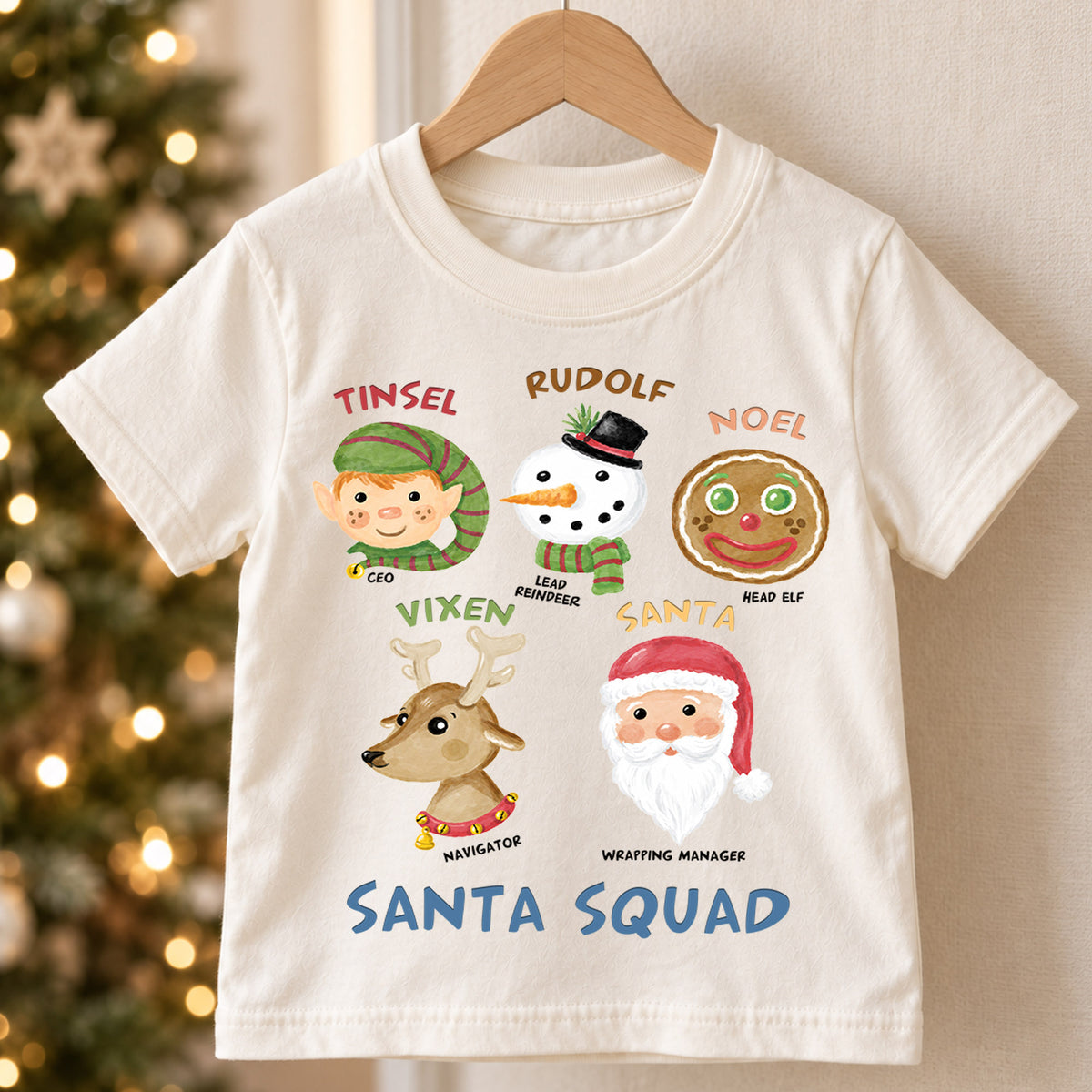 Santa Squad Kids Christmas Shirt, Cute Santa Elf Reindeer Holiday Tee, Festive Christmas Outfit, Holiday Gift for Kids Holiday Gift Idea — product view 5