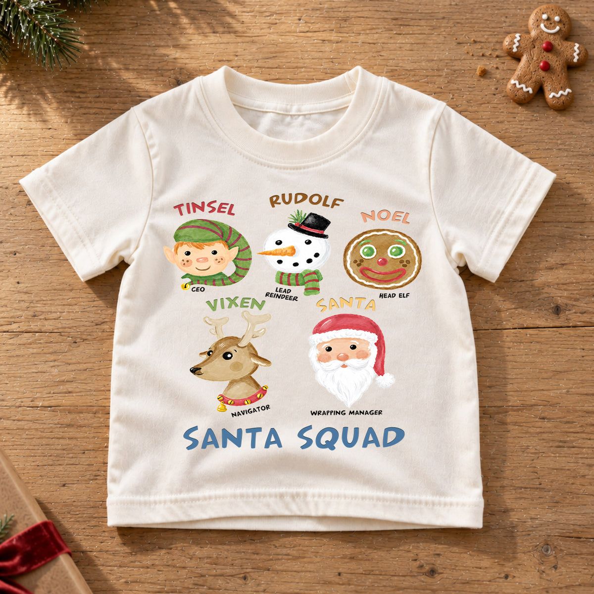Santa Squad Kids Christmas Shirt, Cute Santa Elf Reindeer Holiday Tee, Festive Christmas Outfit, Holiday Gift for Kids Holiday Gift Idea — product view 6