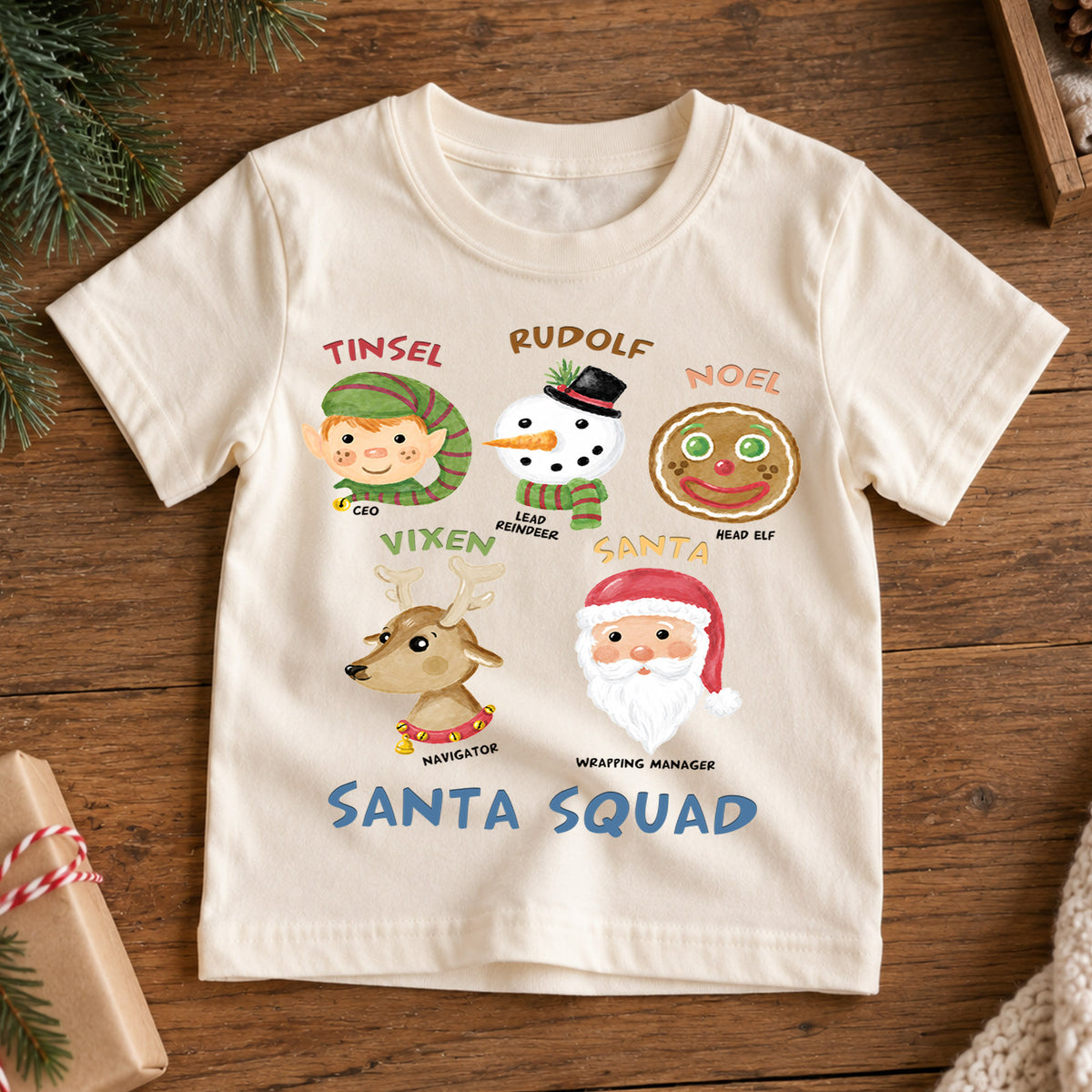 Santa Squad Kids Christmas Shirt, Cute Santa Elf Reindeer Holiday Tee, Festive Christmas Outfit, Holiday Gift for Kids Holiday Gift Idea — product view 7