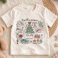 Tis the Season Kids Christmas Shirt, Holiday Doodle Tree Santa Tee, Festive Christmas Outfit, Holiday Gift for Kids Festive Xmas Gift Idea — product view 1
