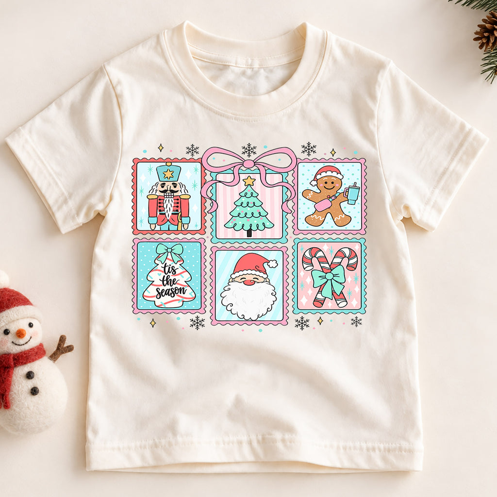 Pink Christmas Kids Shirt, Coquette Nutcracker Santa Holiday Tee, Cute Festive Outfit, Christmas Gift for Girls Cute Christmas Gift Idea — product view 2