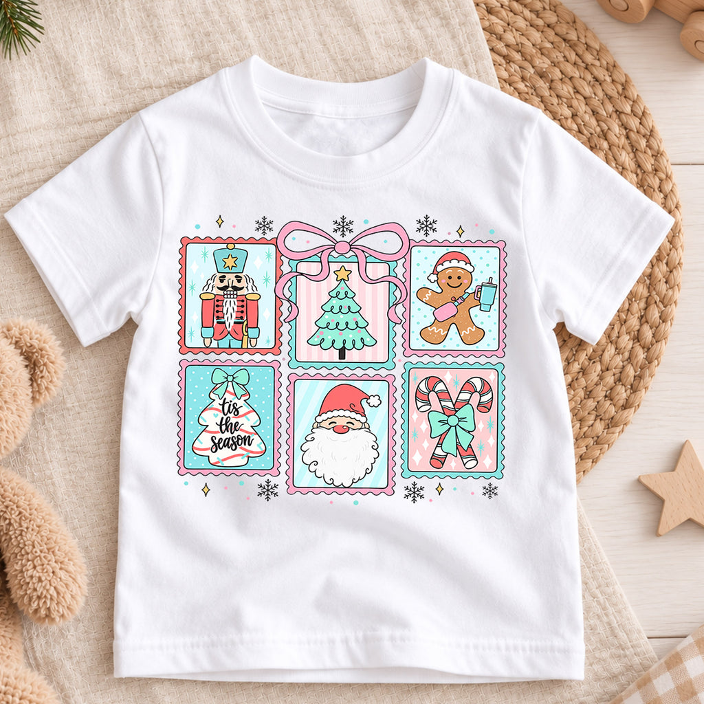 Pink Christmas Kids Shirt, Coquette Nutcracker Santa Holiday Tee, Cute Festive Outfit, Christmas Gift for Girls Cute Christmas Gift Idea — product view 3