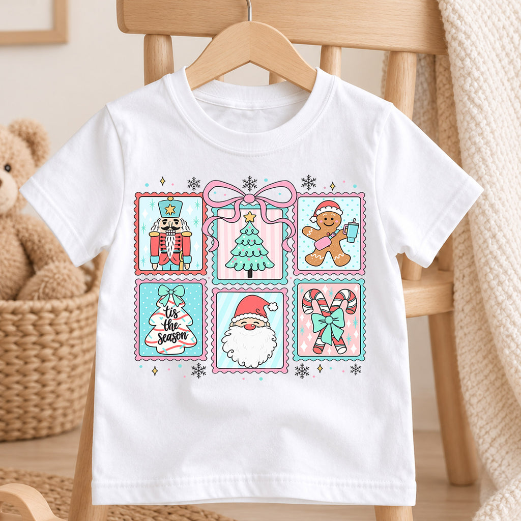 Pink Christmas Kids Shirt, Coquette Nutcracker Santa Holiday Tee, Cute Festive Outfit, Christmas Gift for Girls Cute Christmas Gift Idea — product view 4
