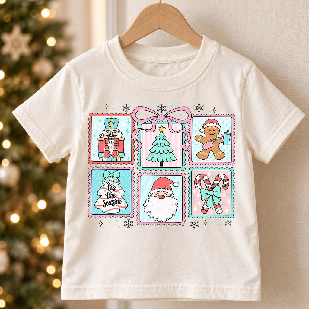 Pink Christmas Kids Shirt, Coquette Nutcracker Santa Holiday Tee, Cute Festive Outfit, Christmas Gift for Girls Cute Christmas Gift Idea — product view 5