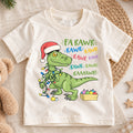 Funny Dinosaur Christmas Kids Shirt, Fa Rawr Holiday Tee, Cute Festive Christmas Outfit, Holiday Gift for Boys Cute Holiday Gift Idea — product view 1