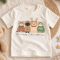 Meowy Christmas Kids Shirt, Cute Cat Holiday Tee, Funny Festive Christmas Outfit, Holiday Gift for Cat Lovers Cute Xmas Gift for Kids — product view 1