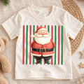 Santa Christmas Kids Shirt, Retro Stripe Holiday Tee, Cute Festive Christmas Outfit, Holiday Gift for Children Holiday Gift for Little Ones — product view 1