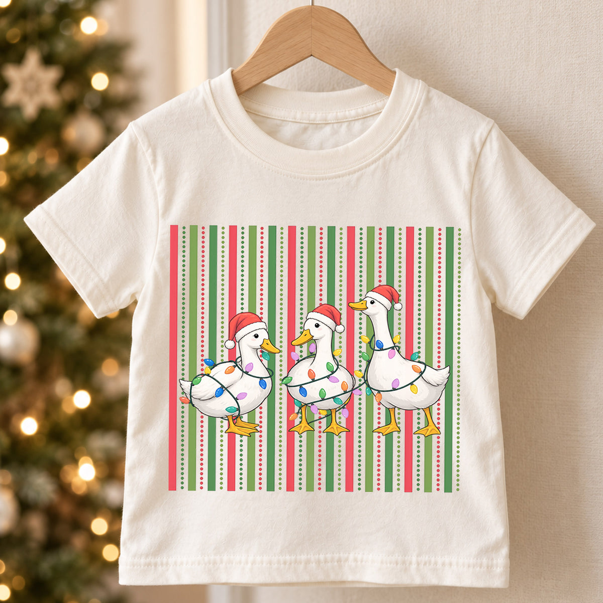 Christmas Duck Kids Shirt, Funny Goose Holiday Tee, Cute Festive Christmas Outfit, Holiday Gift for Boys and Girls Festive Xmas Gift Idea — product view 5