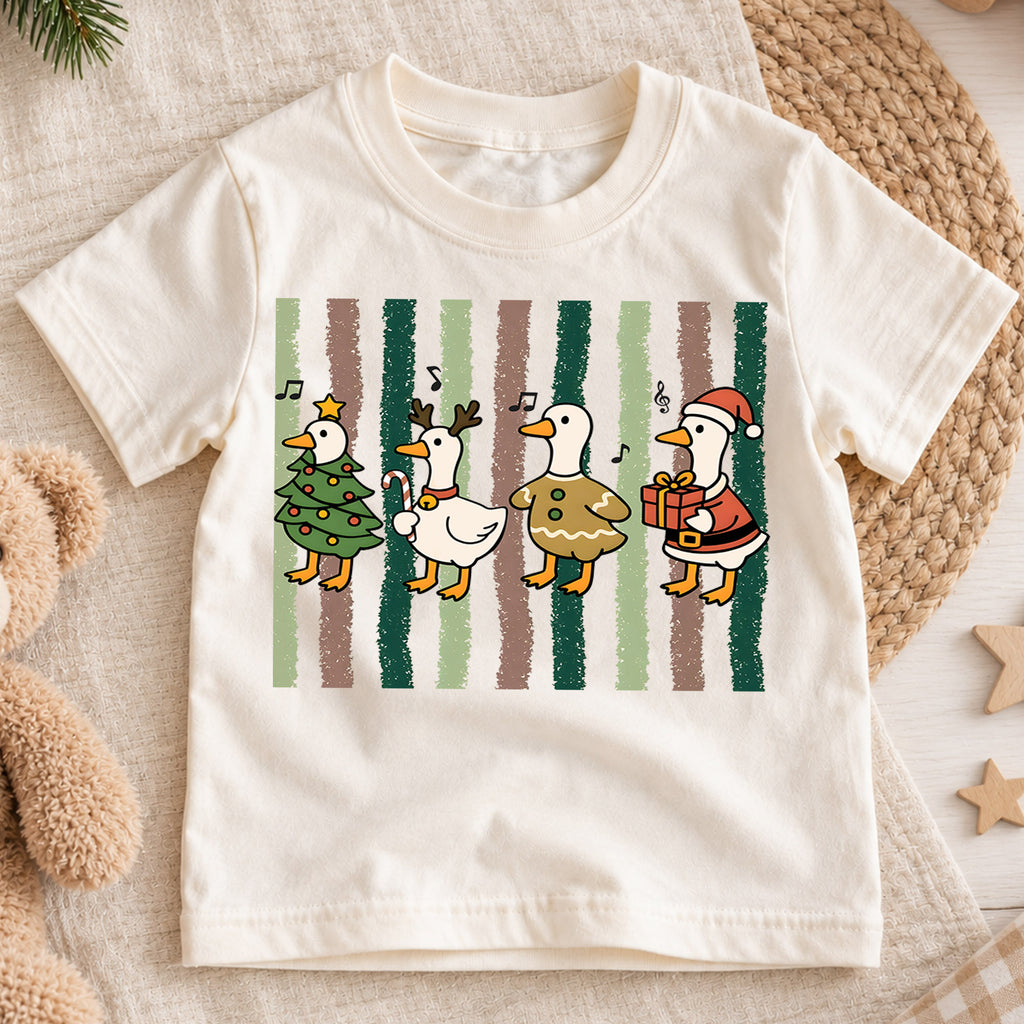Christmas Goose Kids Shirt, Retro Holiday Duck Tee, Cute Festive Christmas Outfit, Holiday Gift for Boys and Girls Cute Xmas Gift for Kids — product view 1