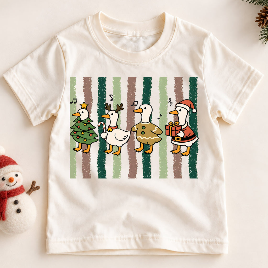 Christmas Goose Kids Shirt, Retro Holiday Duck Tee, Cute Festive Christmas Outfit, Holiday Gift for Boys and Girls Cute Xmas Gift for Kids — product view 2