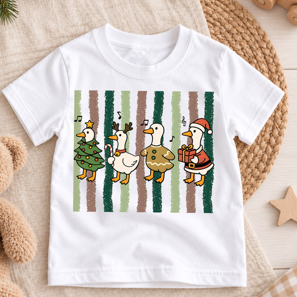 Christmas Goose Kids Shirt, Retro Holiday Duck Tee, Cute Festive Christmas Outfit, Holiday Gift for Boys and Girls Cute Xmas Gift for Kids — product view 3