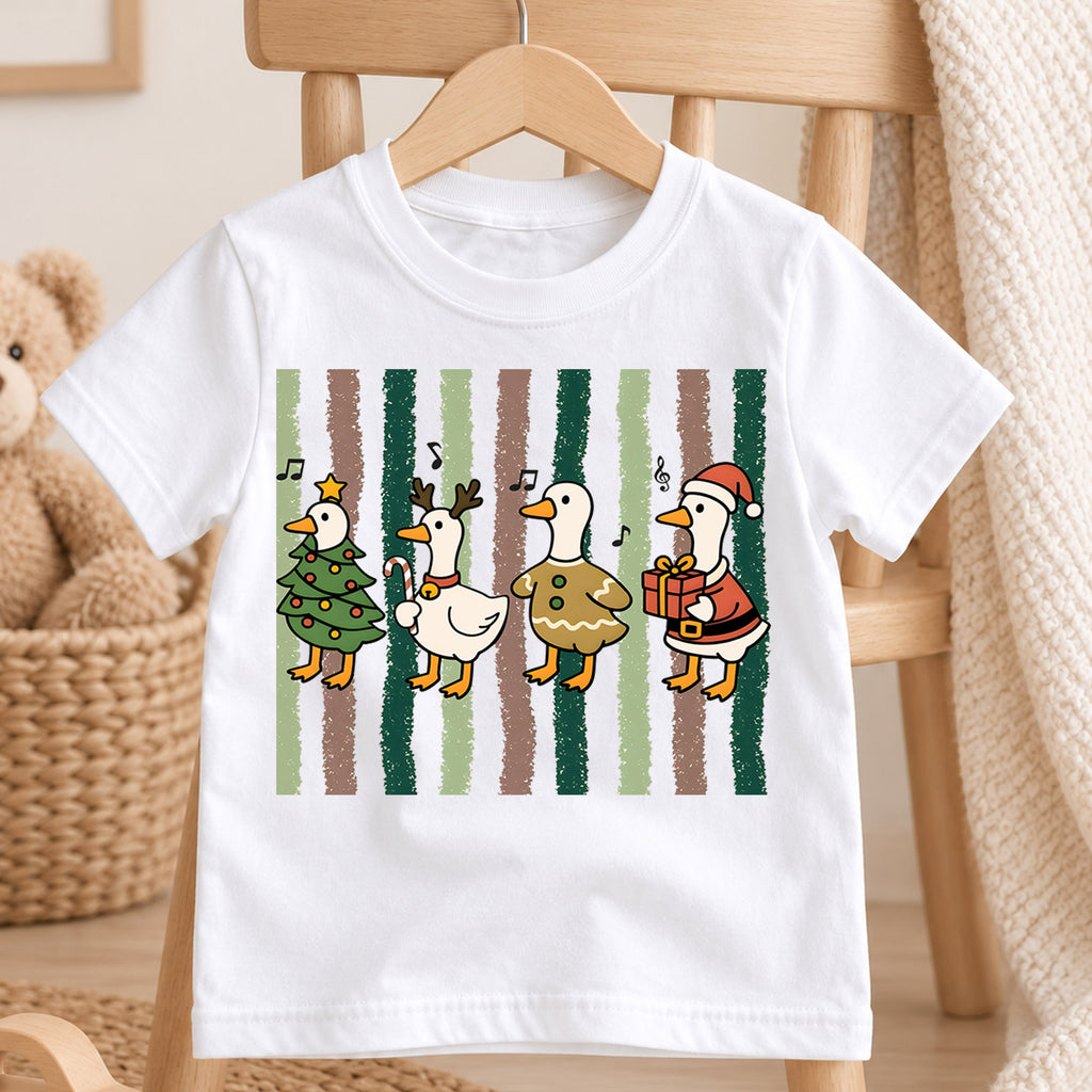 Christmas Goose Kids Shirt, Retro Holiday Duck Tee, Cute Festive Christmas Outfit, Holiday Gift for Boys and Girls Cute Xmas Gift for Kids — product view 4