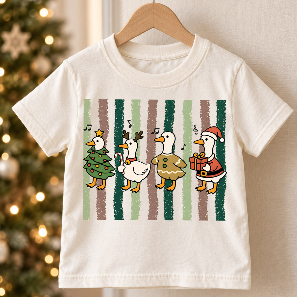 Christmas Goose Kids Shirt, Retro Holiday Duck Tee, Cute Festive Christmas Outfit, Holiday Gift for Boys and Girls Cute Xmas Gift for Kids — product view 5
