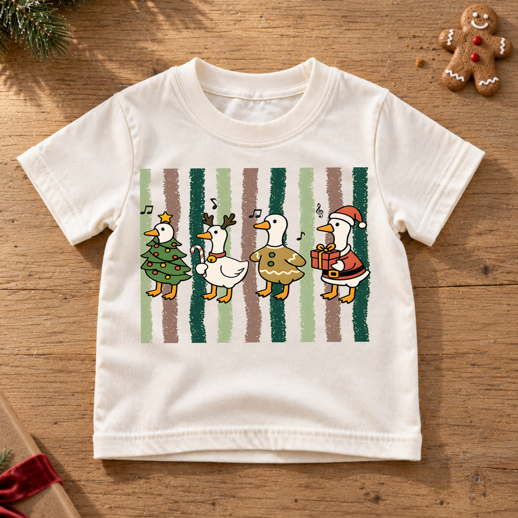 Christmas Goose Kids Shirt, Retro Holiday Duck Tee, Cute Festive Christmas Outfit, Holiday Gift for Boys and Girls Cute Xmas Gift for Kids — product view 6