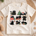 Black Cat Christmas Kids Shirt, Cute Kitty Holiday Tee, Funny Festive Christmas Outfit, Holiday Gift for Cat Lovers Cute Holiday Gift Idea — product view 1