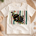 Retro Black Cat Christmas Kids Shirt, Holiday Lights Kitty Tee, Cute Festive Outfit, Christmas Gift for Kids Cute Xmas Gift for Kids — product view 1