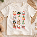 Cute Christmas Cats Kids Shirt, Santa Hat Kitty Holiday Tee, Festive Holiday Outfit, Christmas Gift for Cat Lovers Cute Holiday Gift Idea — product view 1
