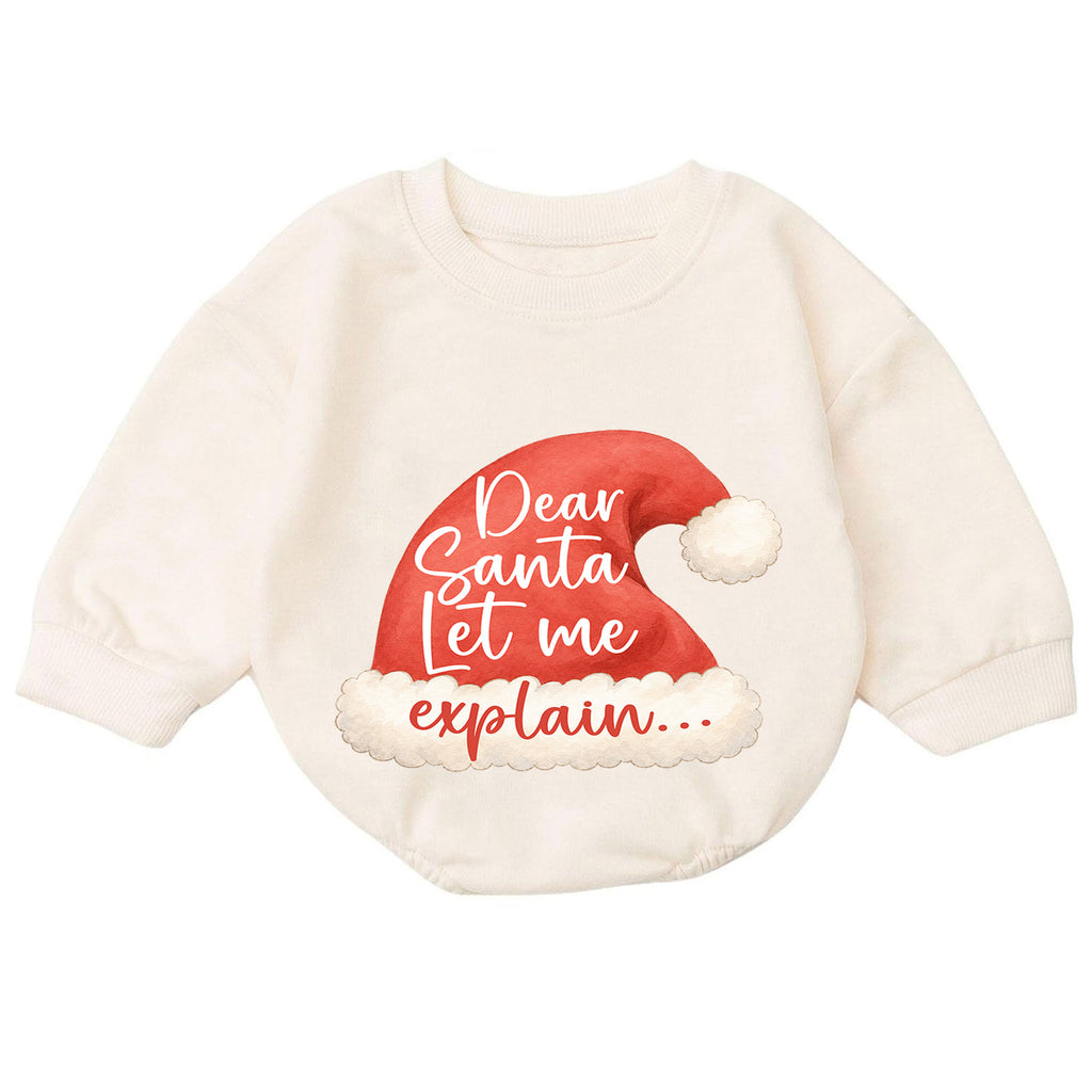 Funny Christmas Baby Romper, Dear Santa Let Me Explain Quote Outfit, Cute Holiday Romper, Toddler Xmas Gift, 1st Christmas — product view 7